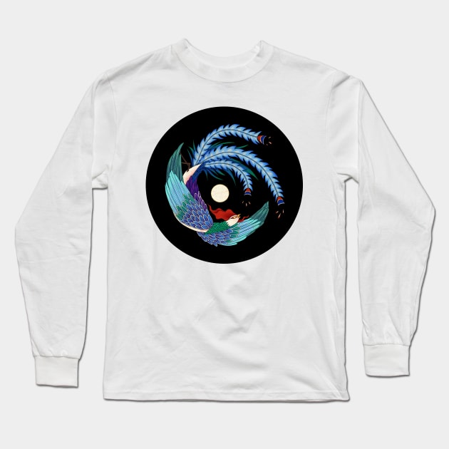 Minhwa: Asian Phoenix H Type (Korean traditional/folk art) Long Sleeve T-Shirt by koreanfolkpaint